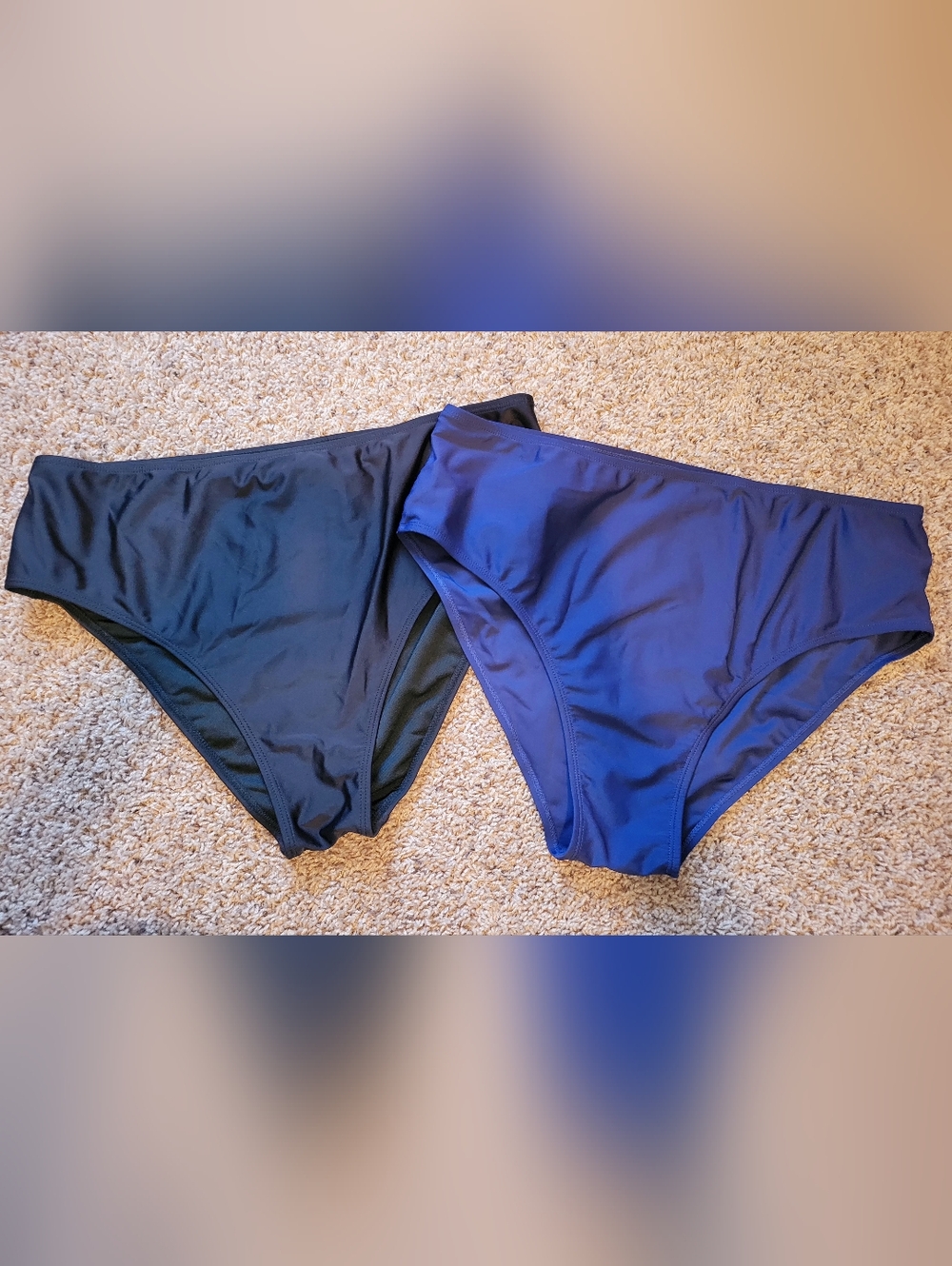 2 High-Waist Bikini Bottoms - Black &  Navy Blue